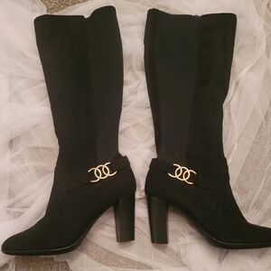 2 for $30 deals Kelly and Katie Suede Tall Black Boots 👢 15 lowest